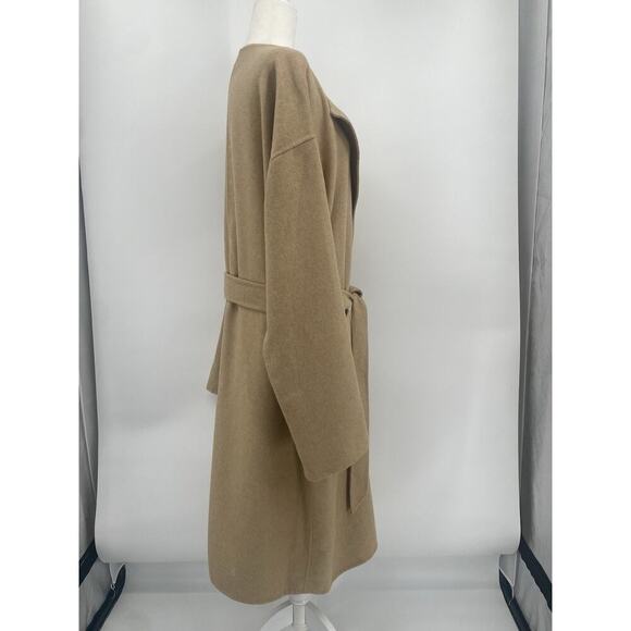 Ralph Lauren Belted Wrap Wool Long Coat Camel Women's L Double Face Pockets Tan - Picture 8 of 14